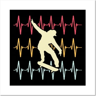 Skateboarder Heartbeat Skateboarding Line Posters and Art